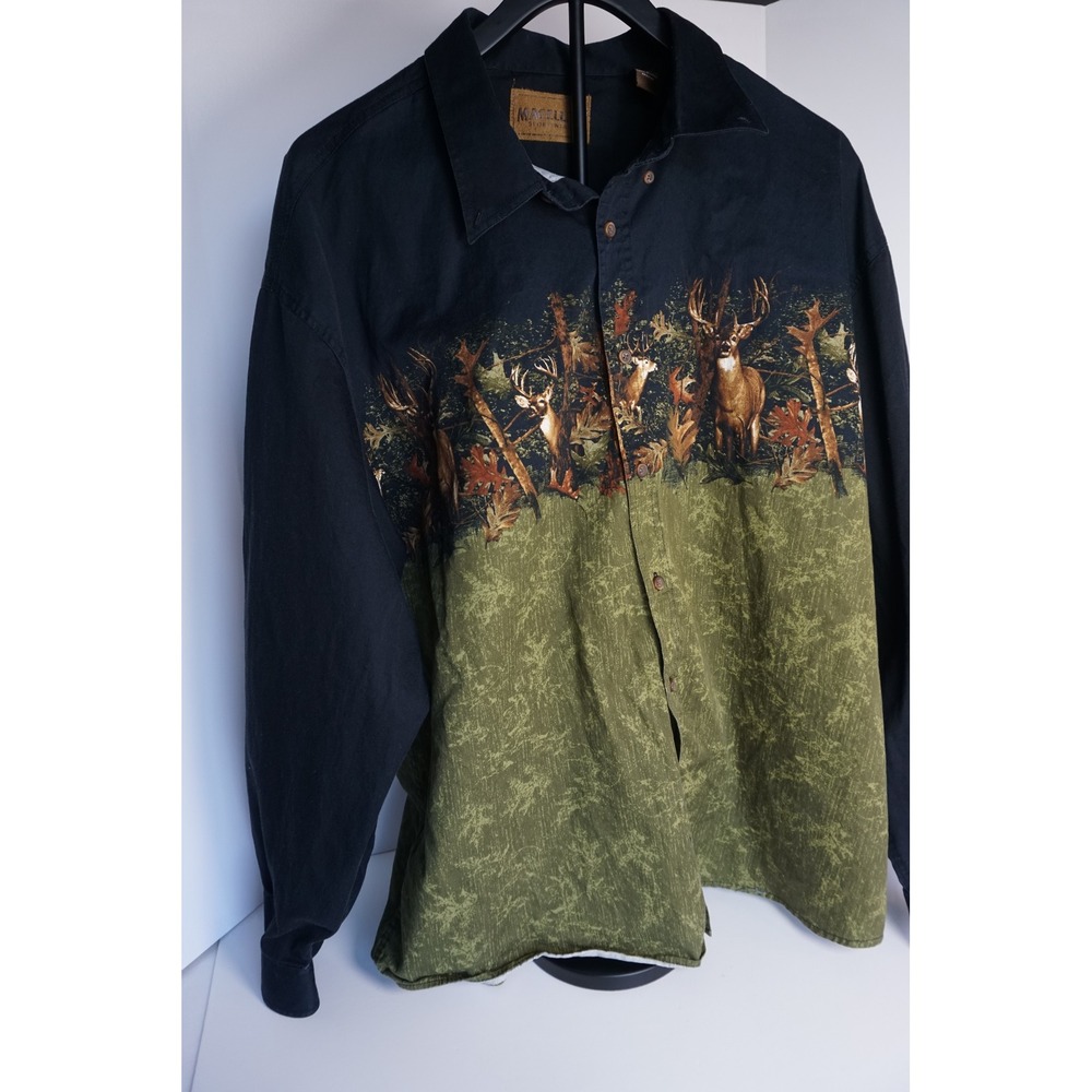 Magellan Sportswear Mens XXL Deer Buck Graphic Button Down Shirt 812089
